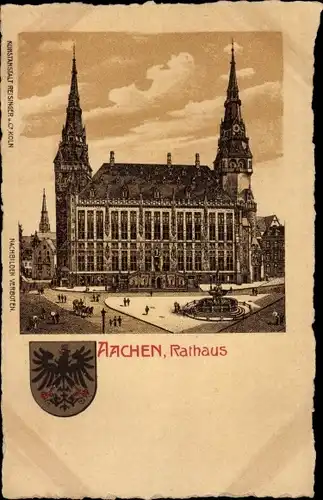 Litho Aachen, Rathaus, Platz, Wappen