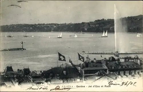 Ak Genf Genf Schweiz, Jet d&#39;Eau und Rade