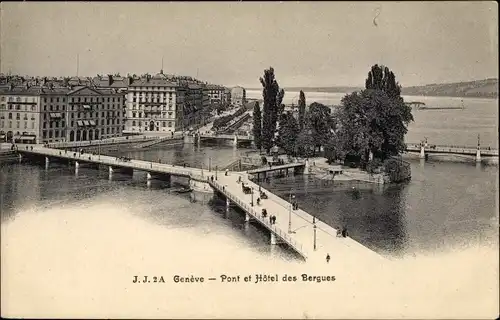 Ak Genf Genf Stadt, Brücke und Hotel des Bergues