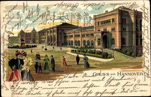 Litho Hannover in Niedersachsen, Bahnhof, Außenansicht