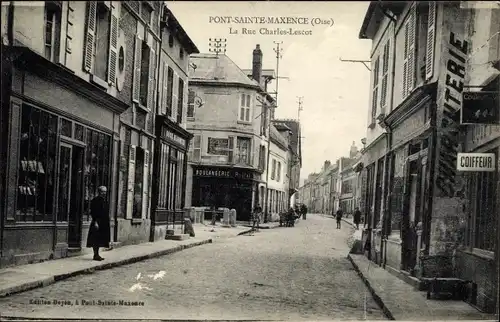 Ak Pont Sainte-Maxence-Oise, Rue Charles Lescot, Friseur