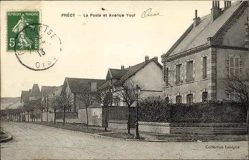 Ak Precy sur Oise, La Poste, Avenue Youf