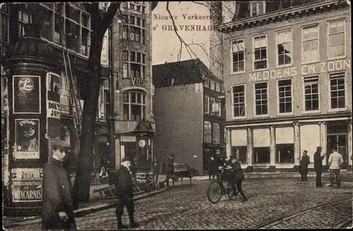 Ak 's Gravenhage Den Haag Südholland, Nieuwe Verkeersweg, Litfaßsäule, Geschäftshaus