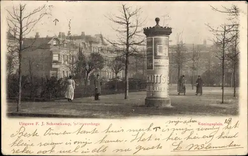 Ak 's Gravenhage Den Haag Südholland, Koningsplein, Litfaßsäule