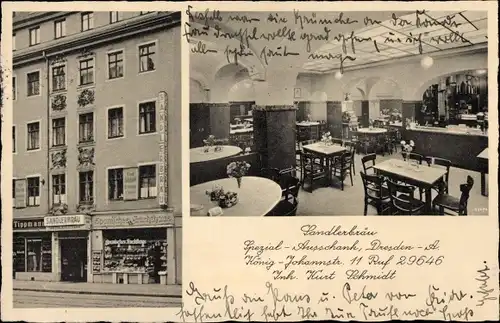 Litho Dresden Zentrum Altstadt, Restaurant Sandlerbräu, König Johannstraße 11, Innenansicht