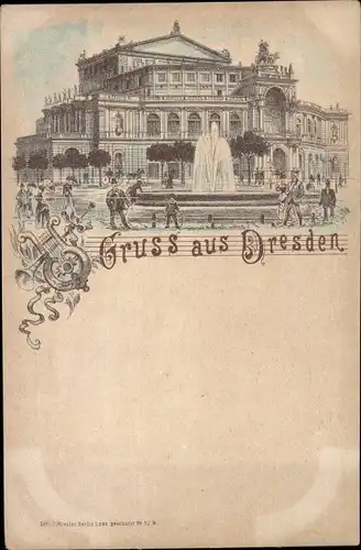 Vorläufer Litho Dresden Zentrum Altstadt, Blick auf die Semperoper