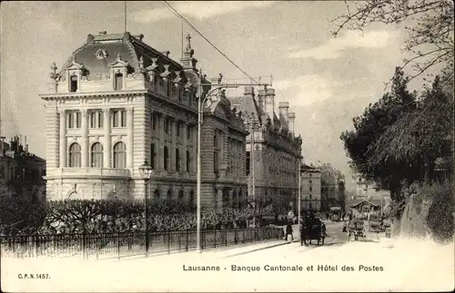 Ak Lausanne Kanton Waadt, Kantonalbank und Hotel des Postes