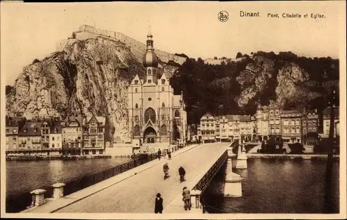 Ak Dinant Wallonie Namur, Brücke, Zitadelle und Kirche