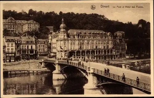 Ak Dinant Wallonien Namur, Le Pont und Hotel des Postes