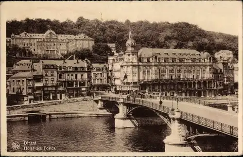 Ak Dinant Wallonie Namur, Hotel des Postes, die Brücke