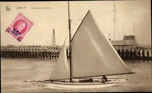 Ak Oostende Ostende Westflandern, l'Estacade et Yacht