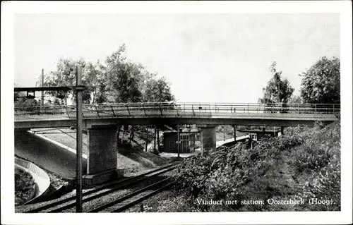 Ak Oosterbeek Renkum Gelderland, Viaduct met station Oosterbeek (Hoog)