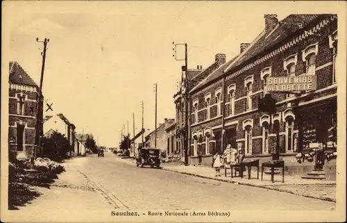 Ak Souchez Pas de Calais, Route Nationale, Souvenirs de Lorette