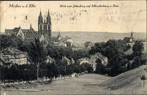 Ak Meißen an der Elbe, Blick vom Johannaberg auf Albrechtsburg und Dom