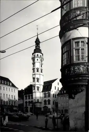 Foto Ak Gera in Thüringen, Rathaus, Turm, Erker