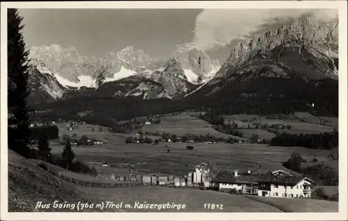 Ak Going am Wilden Kaiser in Tirol, Panorama mit Kaisergebirge
