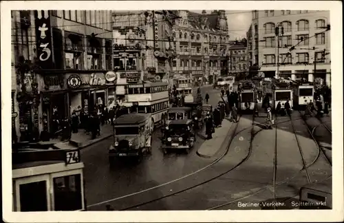 Ak Berlin Mitte, Spittelmarkt, Straßenverkehr, Autos, Straßenbahn Linie 74