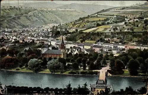 Ak Bad Ems an der Lahn, Teilansicht, kath. Kirche vom Malberg gesehen