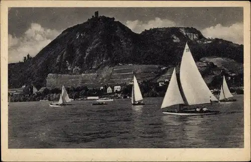 Ak Königswinter am Rhein, Drachenfels, Segel-Regatta