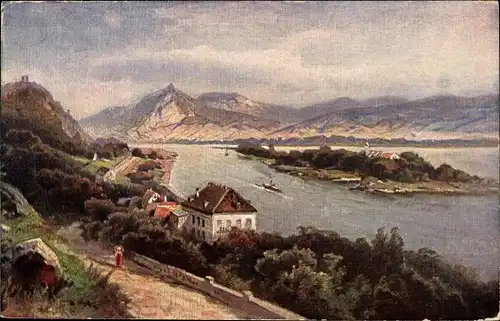 Künstler Ak Astudin, Rolandseck Remagen am Rhein, Hotel, Insel