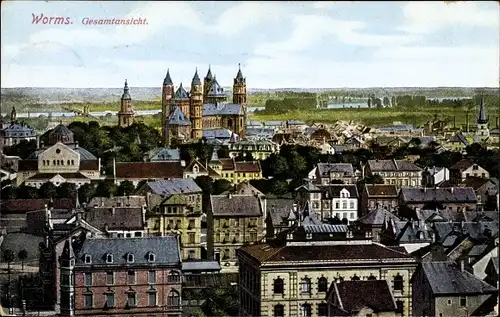 Ak Worms am Rhein, Gesamtansicht