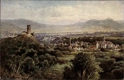 Künstler Ak Astudin, Bad Godesberg Bonn Rhein, Burgruine Godesburg, Panorama