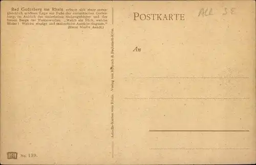 Künstler Ak Astudin, Bad Godesberg Bonn Rhein, Burgruine Godesburg, Panorama