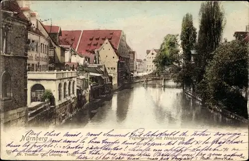 Ak Nürnberg in Mittelfranken, Pegnitzpartie mit Henkersteg