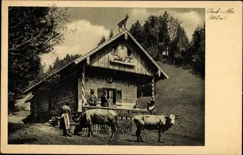 Ak Lenggries in Oberbayern, Denk-Alm, Kühe