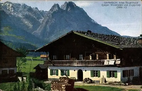 Ak Garmisch Partenkirchen in Oberbayern, Altes Bauernhaus