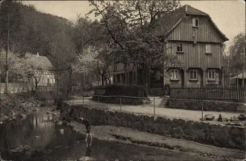 Ak Markersdorf in der Oberlausitz Sachsen, Ortsansicht, Fluss, Wohnhaus