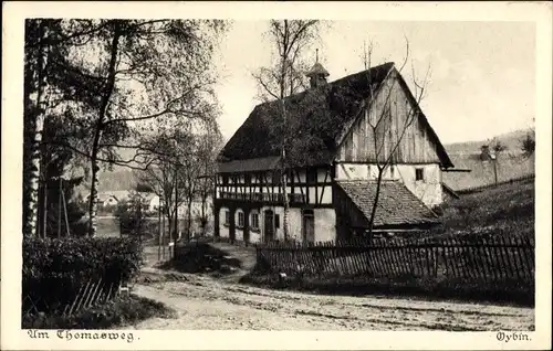 Ak Oybin in der Oberlausitz, Am Thomasweg, Fachwerkhaus