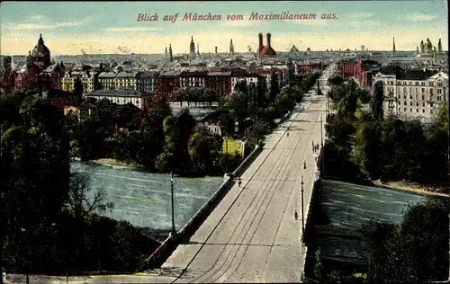 Ak München, Blick auf die Stadt vom Maximilianeum aus