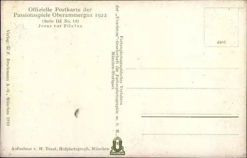 Ak Oberammergau im Kreis Garmisch Partenkirchen, Passionsspiele 1922, Jesus vor Pilatus