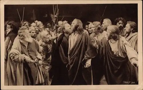 Ak Oberammergau in Oberbayern, Passionsspiele, Judas verrät den Meister