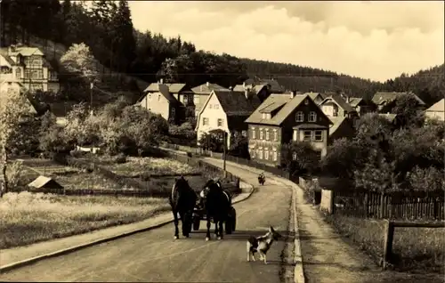 Ak Finsterbergen Friedrichroda im Thüringer Wald, Karlstraße, Fuhrwerk, Schäferhund