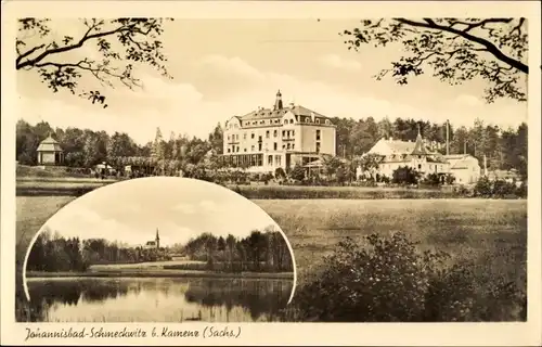 Ak Johannisbad Schmeckwitz Oberlausitz, Kurhaus, Handricksteich