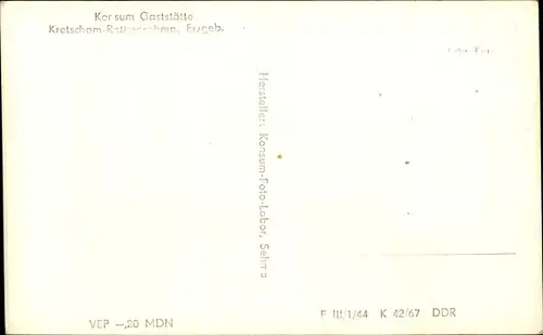 Ak Kretscham Rothensehma Neudorf Sehmatal im Erzgebirge, Konsum Gaststätte