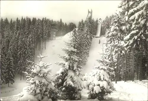 Ak Johanngeorgenstadt im Erzgebirge, Erzgebirgsschanze, Jugendschanzen, Winteransicht