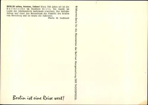 Ak Berlin Neukölln Britz, Dorfkirche