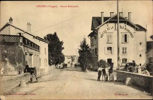 Ak Arches Vosges, Route Nationale, Hotel