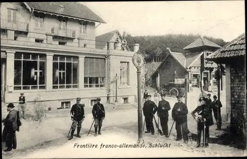 Ak La Schlucht Vosges, Frontiere franco allemande, Grenze Deutschland Frankreich, Grenzposten
