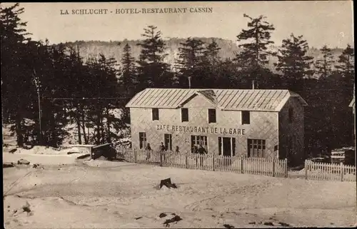 Ak Col de la Schlucht Vosges, Hotel Restaurant Cassin, Winter