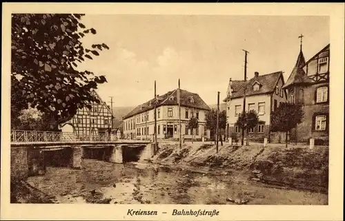 Ak Kreiensen Einbeck, Blick in die Bahnhofstraße, Brücke, Hotel