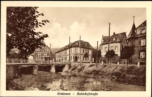 Ak Kreiensen Einbeck, Blick in die Bahnhofstraße, Brücke, Hotel