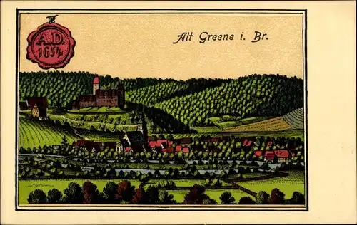 Ak Greene Einbeck in Niedersachsen, Stadtansicht 1645 AD