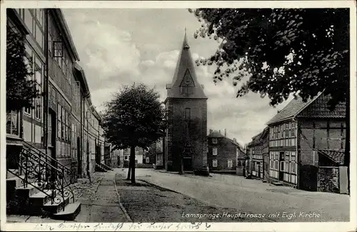 Ak Lamspringe in Niedersachsen, Hauptstraße, Evangelische Kirche