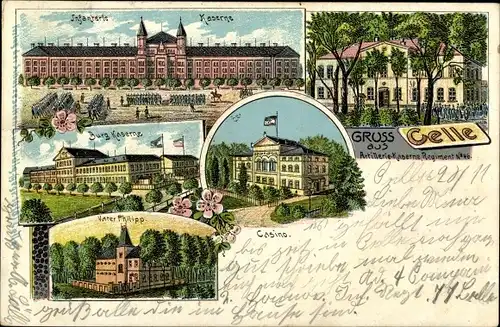 Litho Celle in Niedersachsen, Artillerie Kaserne Regiment 76, Burg Kaserne, Vater Philipp