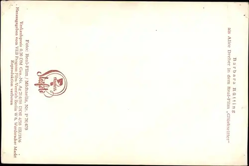 Ak Schauspielerin Barbara Rütting, Portrait, Film Glücksritter