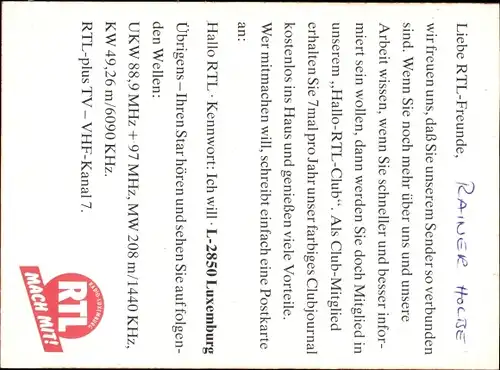 Ak Journalist und Fernsehmoderator Rainer Holbe, Portrait, Autogramm